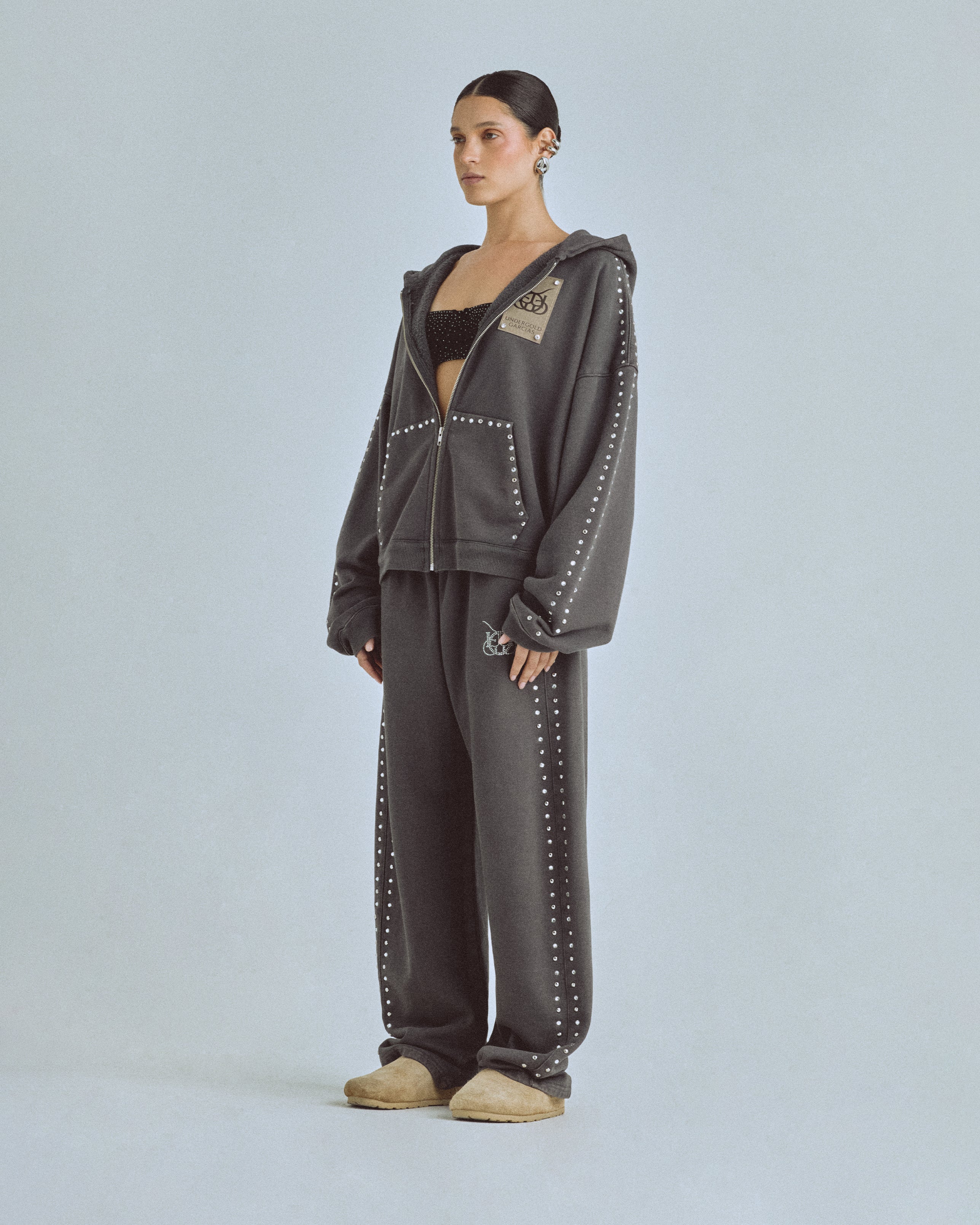 Santa Unión Basic Zip Up Hoodie Vintage Gray