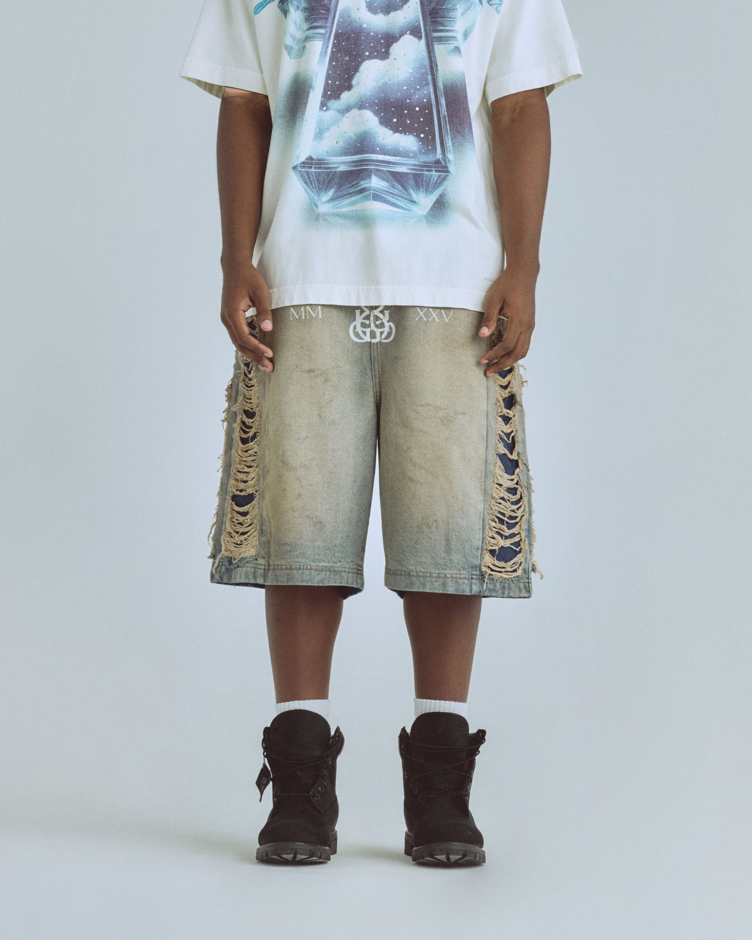 Santa Union Medellín Milano Ripped Short Dirty Blue