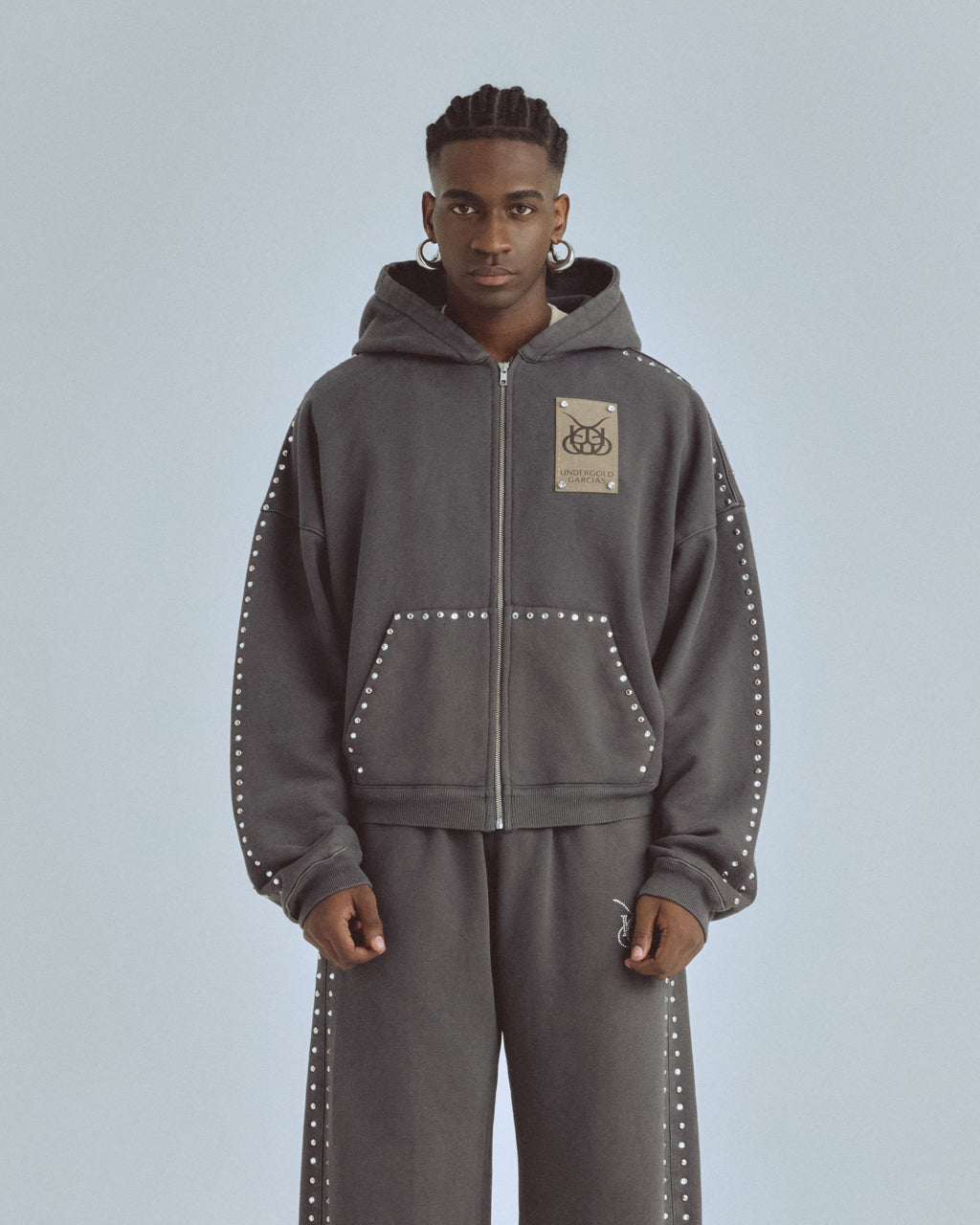 Santa Unión Basic Zip Up Hoodie Vintage Gray
