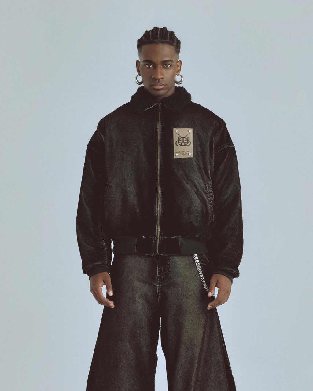 Santa Union Bomber Velvet Jacket Black