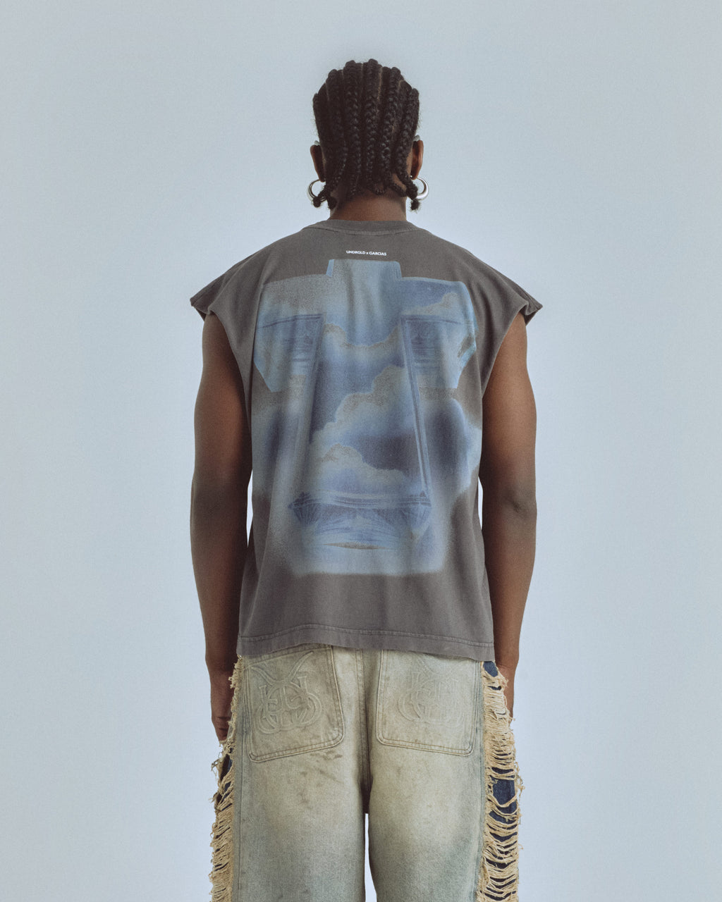 Santa Unión Cruz Sleeveless Tshirt Vintage Gray