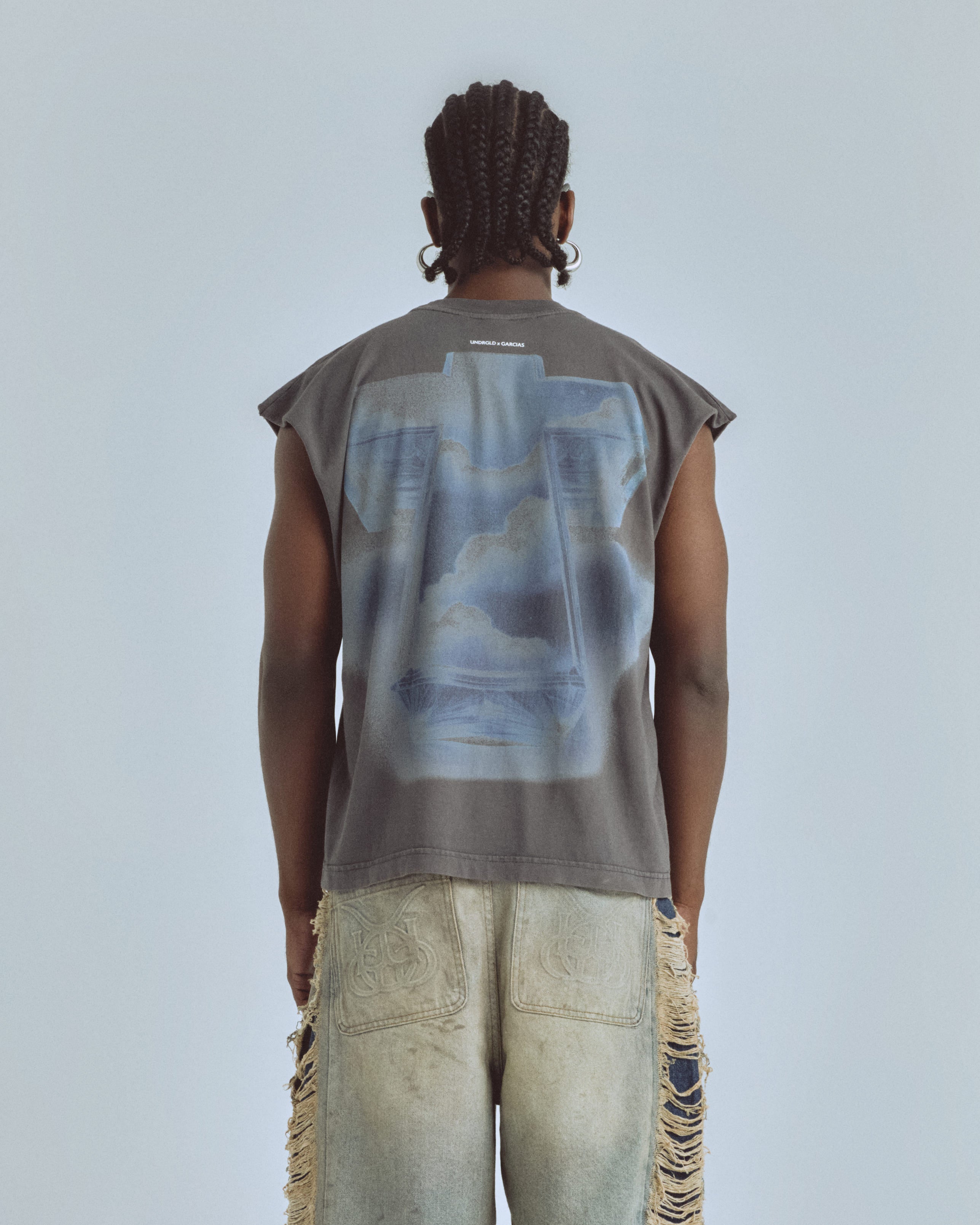 Santa Unión Cruz Sleeveless Tshirt Vintage Gray