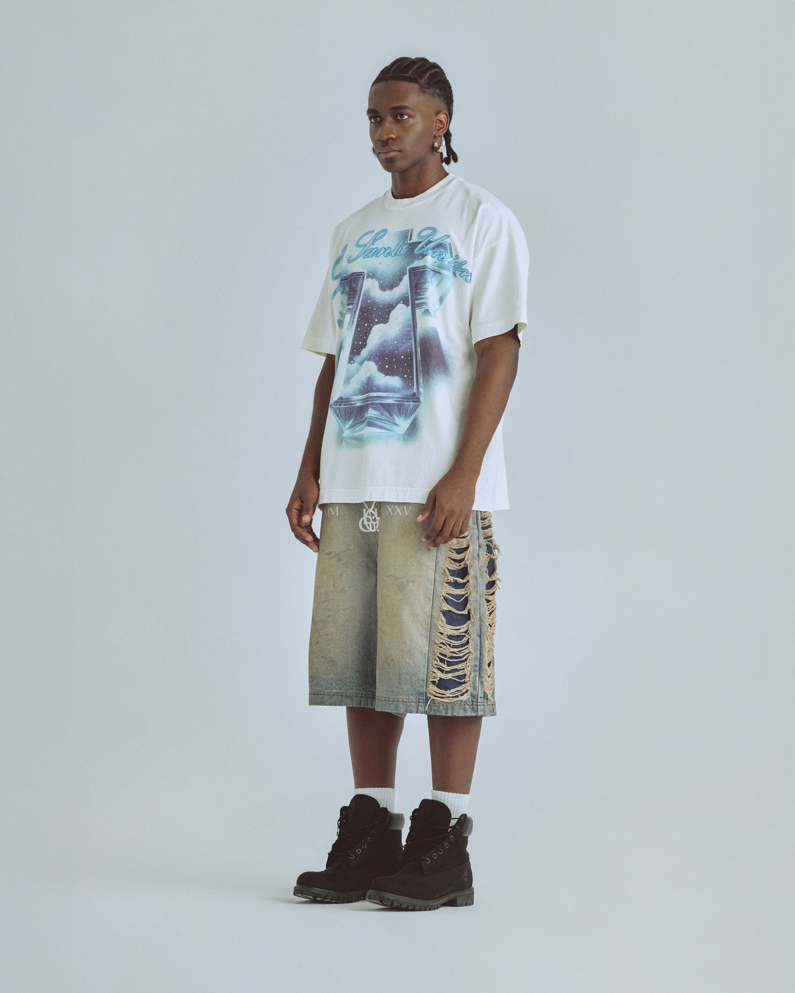 Santa Union Medellín Milano Ripped Short Dirty Blue