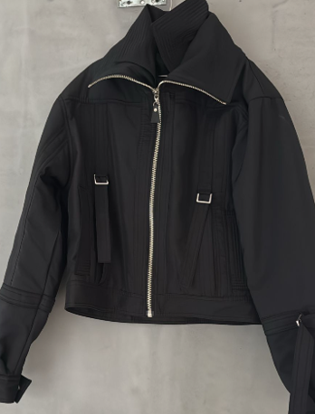 DOUBLE COLLAR TAFFETA JACKET BLACK