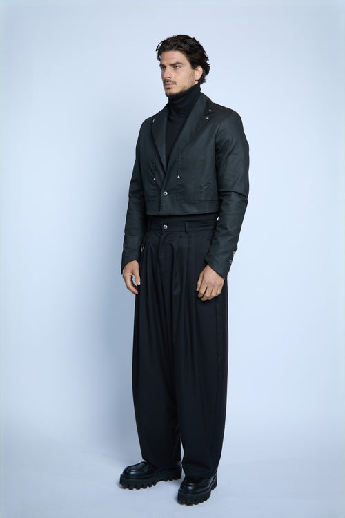 BLAZER CORTO EFECTO PIEL NEGRO