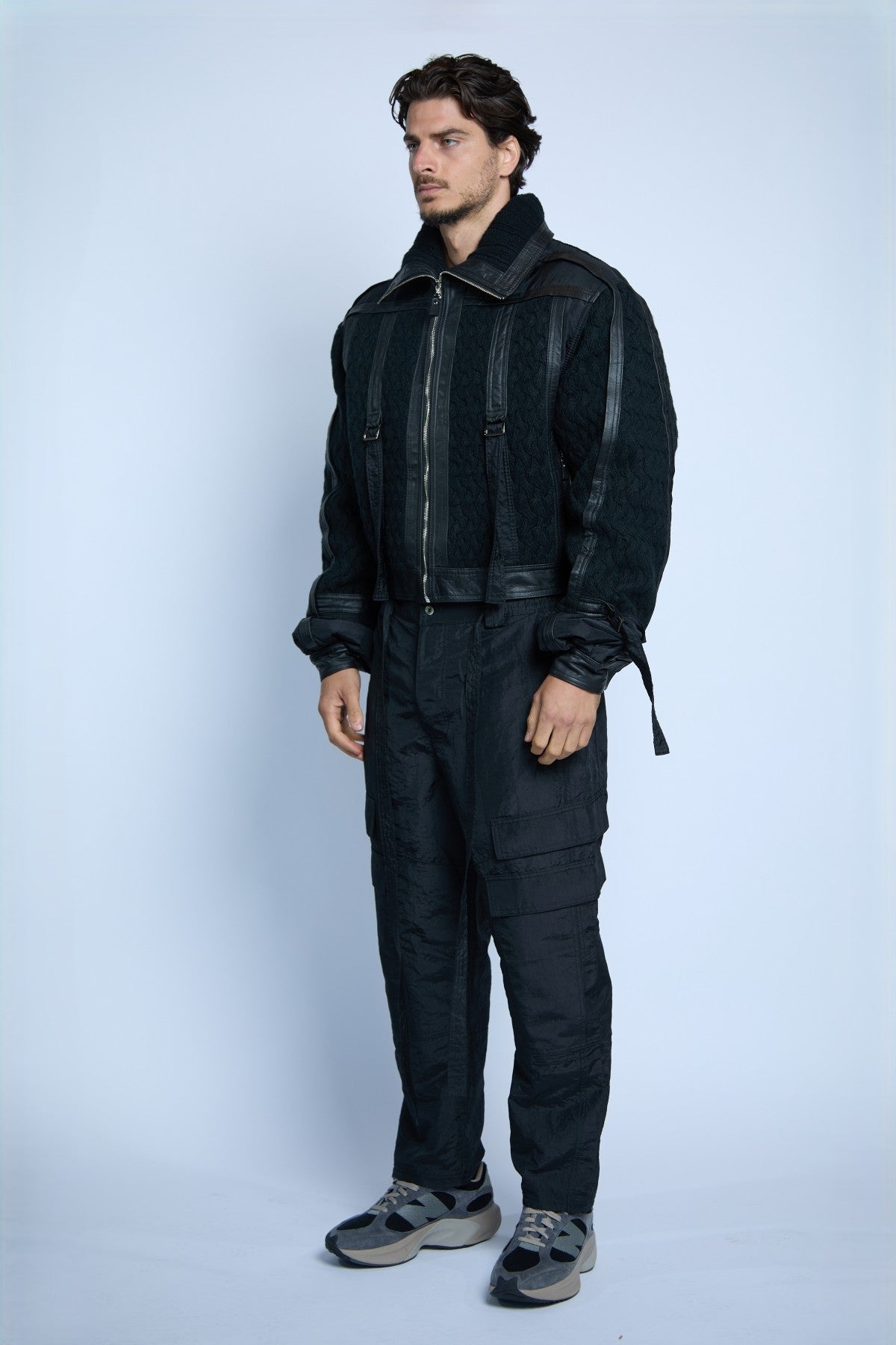 CROP JACKET STRIPS BLACK