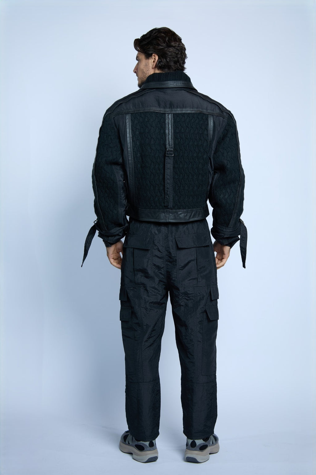 CROP JACKET STRIPS BLACK