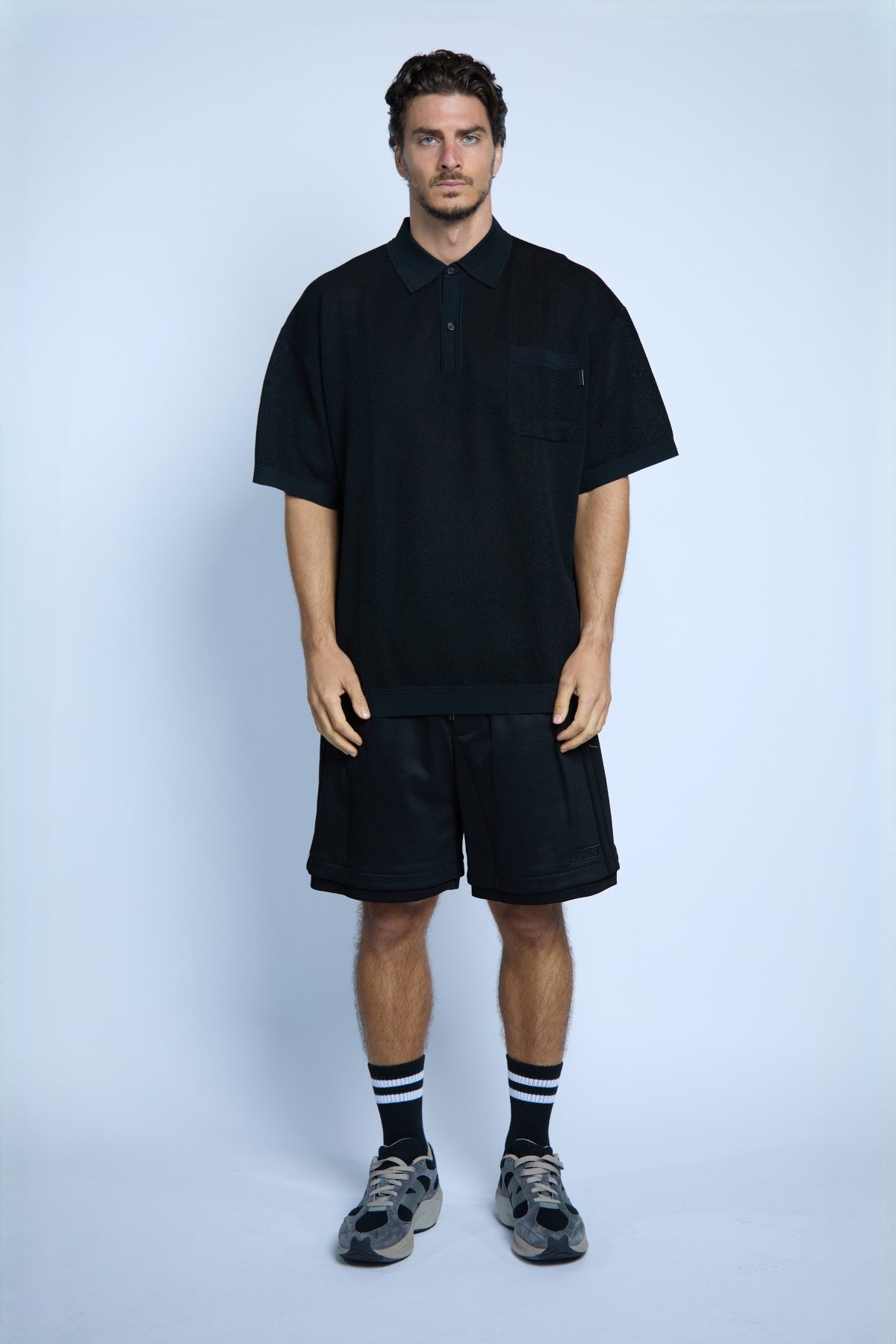 POLO DE PUNTO MANGA CORTA NEGRO