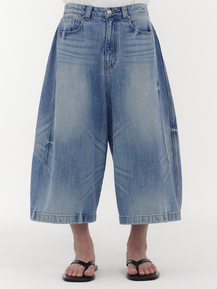 RUNWAY BRIDGE DENIM SET-UP CURVED LEG JEANS BLUE