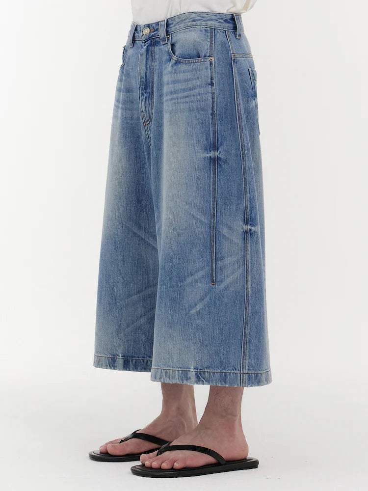 RUNWAY BRIDGE DENIM SET-UP CURVED LEG JEANS BLUE