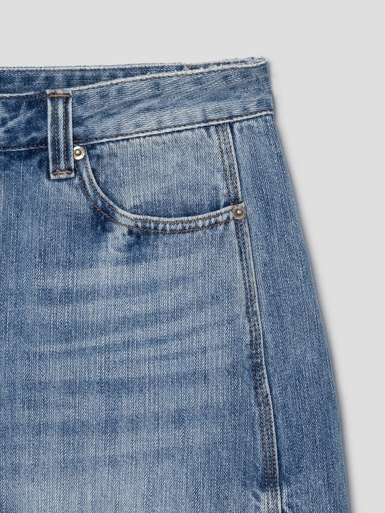 RUNWAY BRIDGE DENIM SET-UP CURVED LEG JEANS BLUE