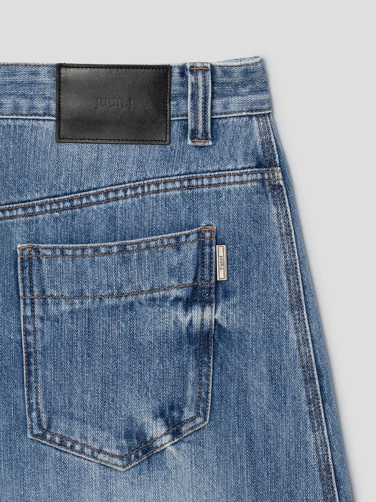 RUNWAY BRIDGE DENIM SET-UP CURVED LEG JEANS BLUE