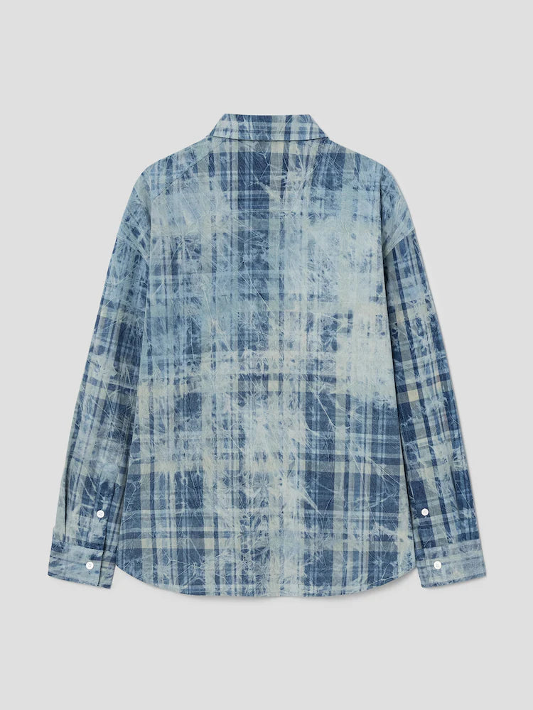 BLUE DELAVE PRINT CHECK SHIRT