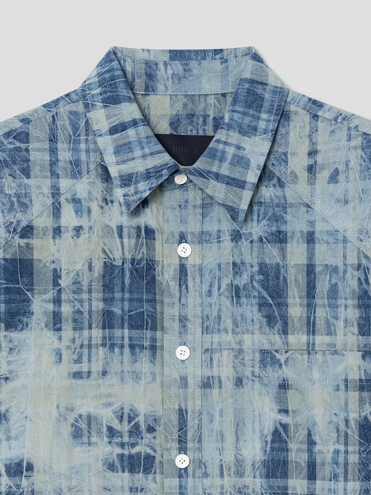 BLUE DELAVE PRINT CHECK SHIRT