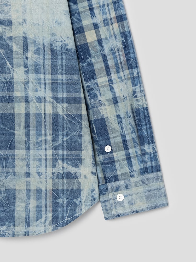 BLUE DELAVE PRINT CHECK SHIRT