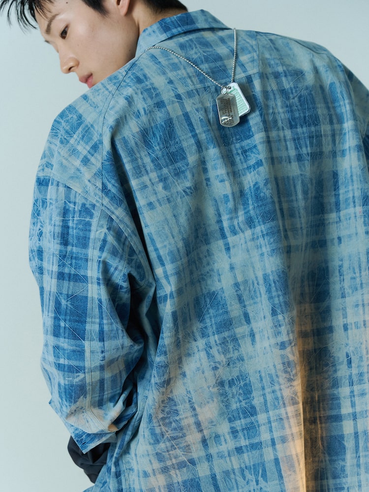 BLUE DELAVE PRINT CHECK SHIRT