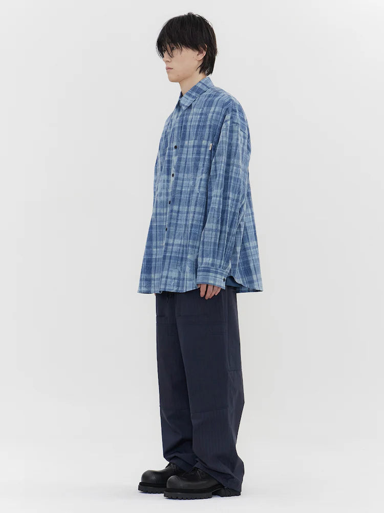 BLUE DELAVE PRINT CHECK SHIRT
