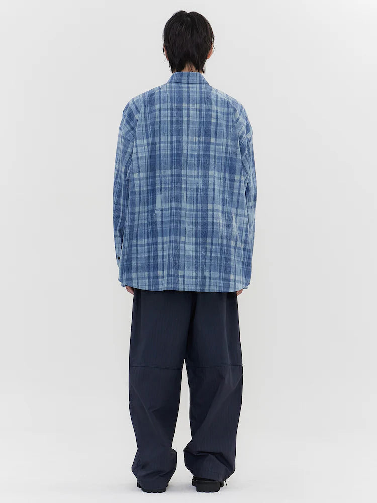 BLUE DELAVE PRINT CHECK SHIRT