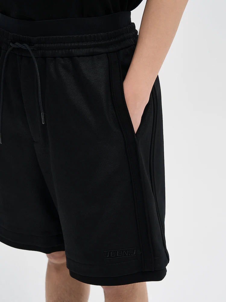 REGULAR DOUBLE-LAYERED JERSEY SHORTS BLACK