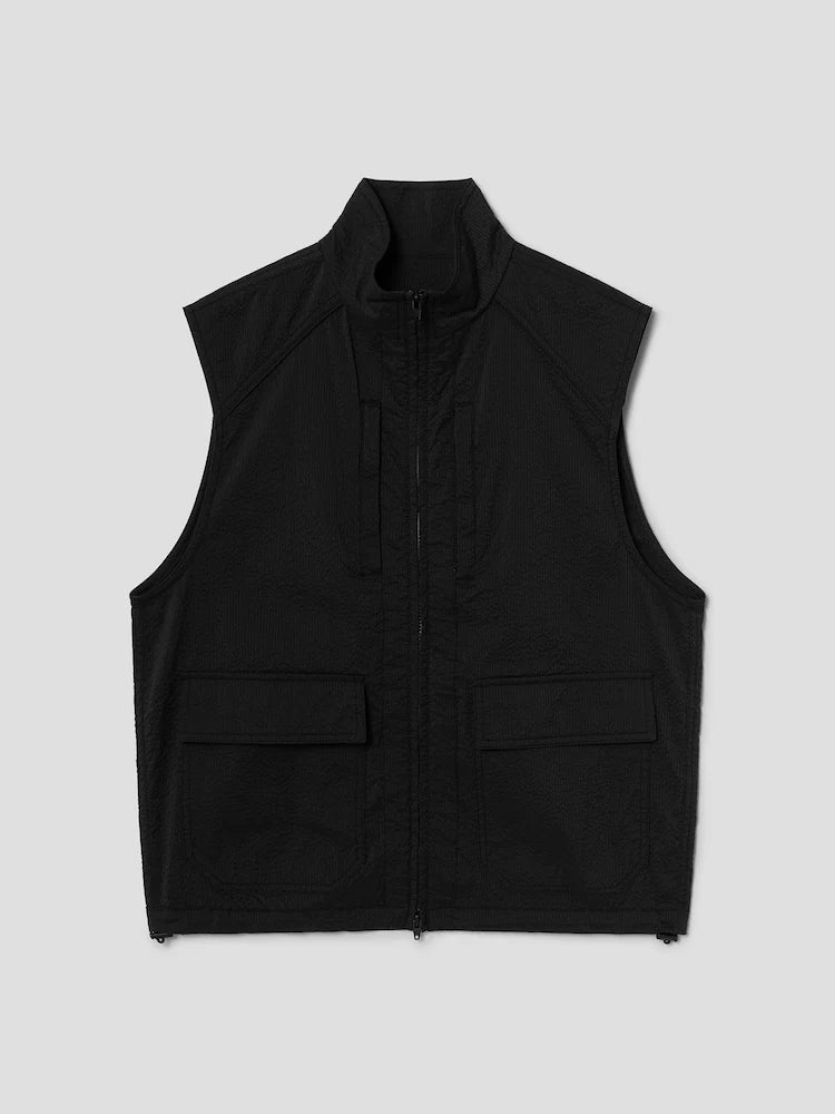 CHALECO DE SEERSUCKER RAYADO NEGRO