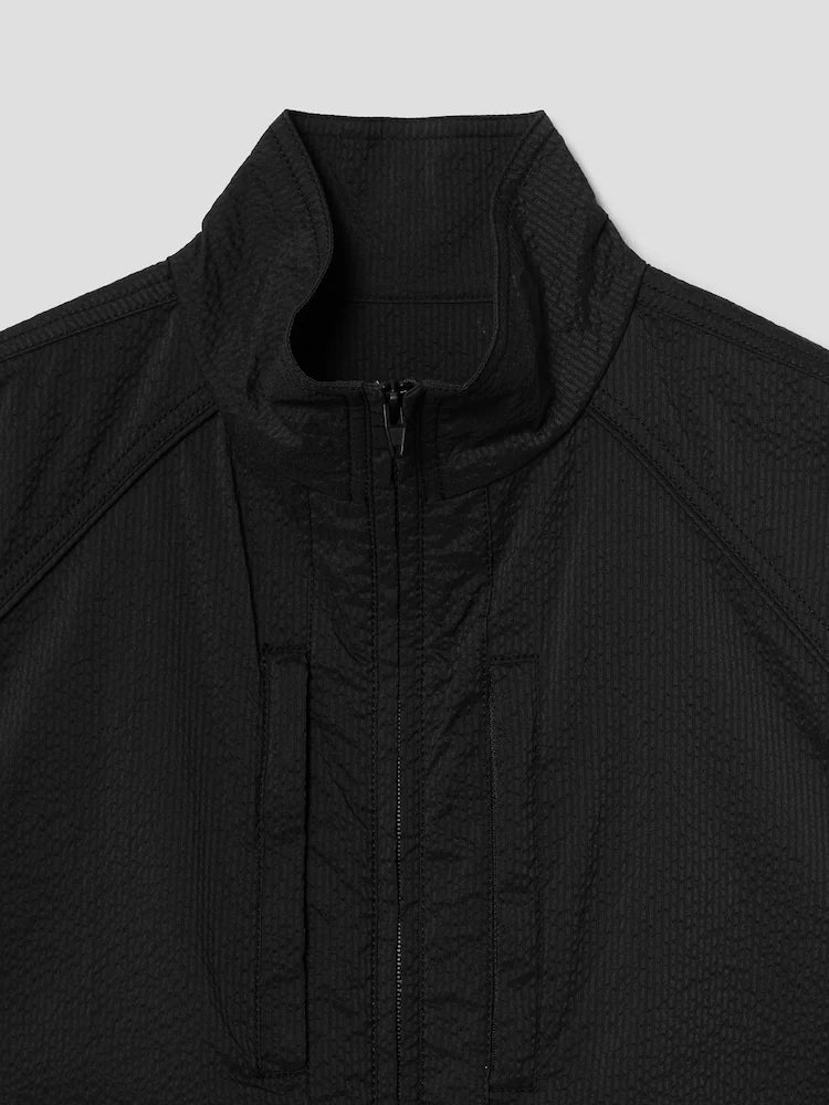 CHALECO DE SEERSUCKER RAYADO NEGRO