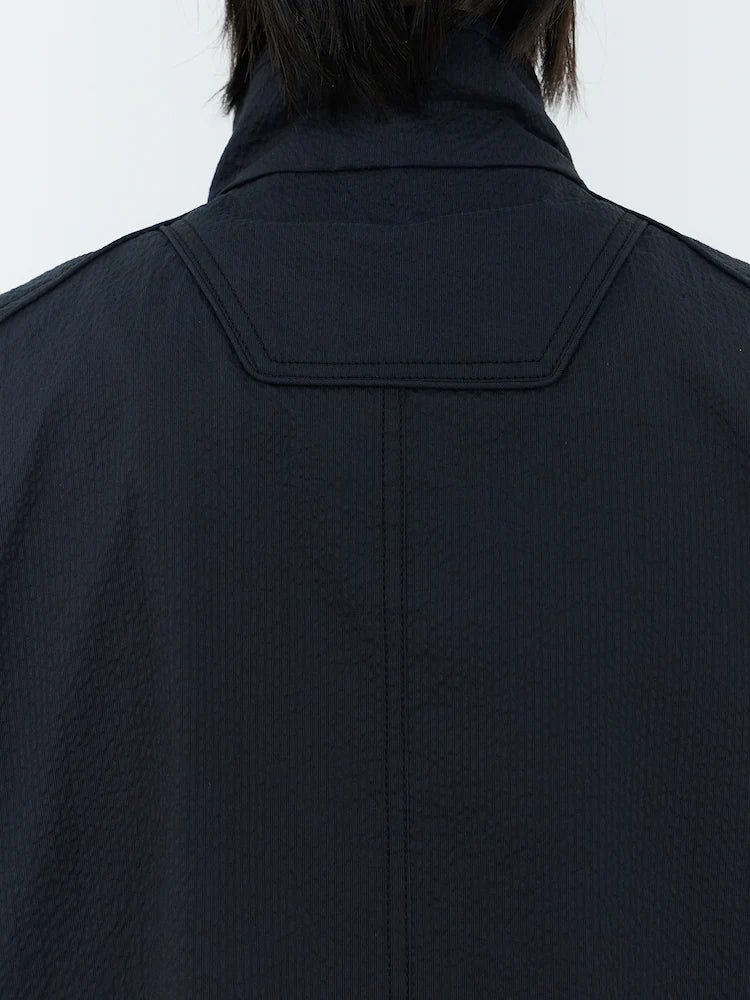 CHALECO DE SEERSUCKER RAYADO NEGRO