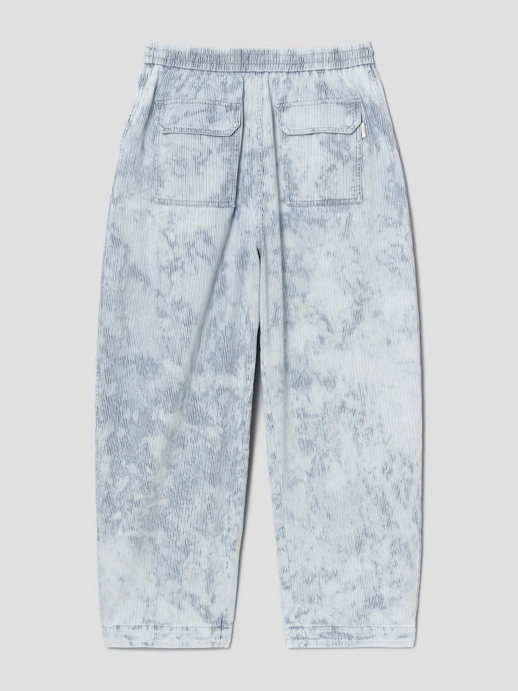RUNWAY BRIDGE WASHED STRIPE ROLL-UP PANTS BLUE