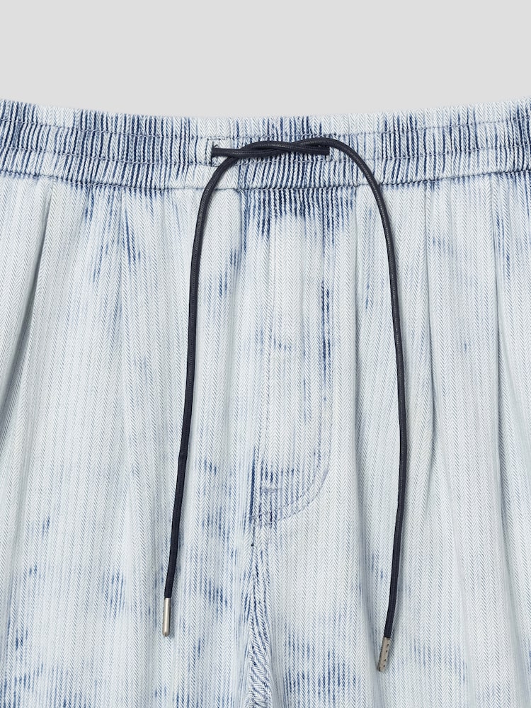 RUNWAY BRIDGE WASHED STRIPE ROLL-UP PANTS BLUE