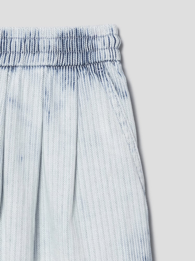 RUNWAY BRIDGE WASHED STRIPE ROLL-UP PANTS BLUE