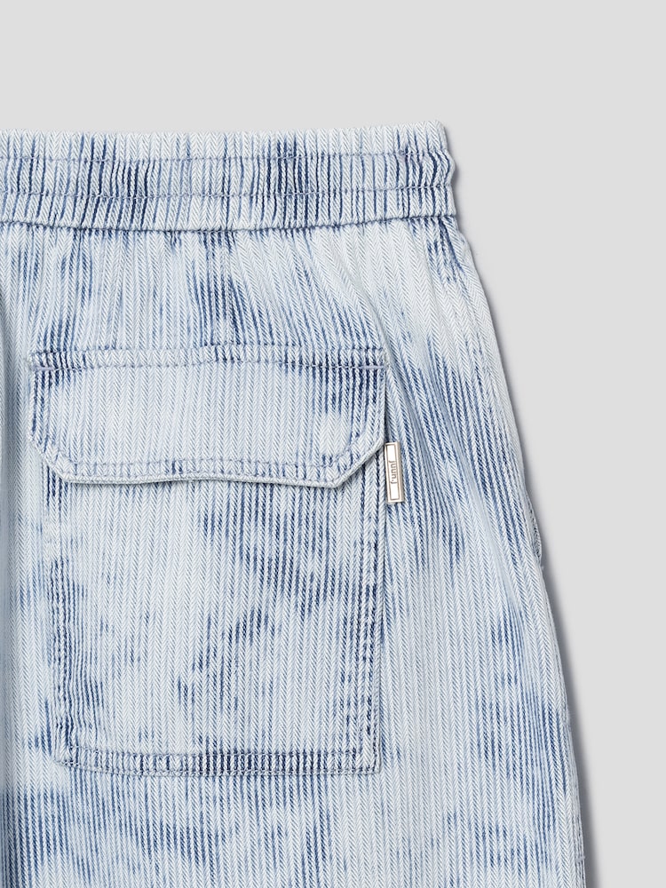 RUNWAY BRIDGE WASHED STRIPE ROLL-UP PANTS BLUE