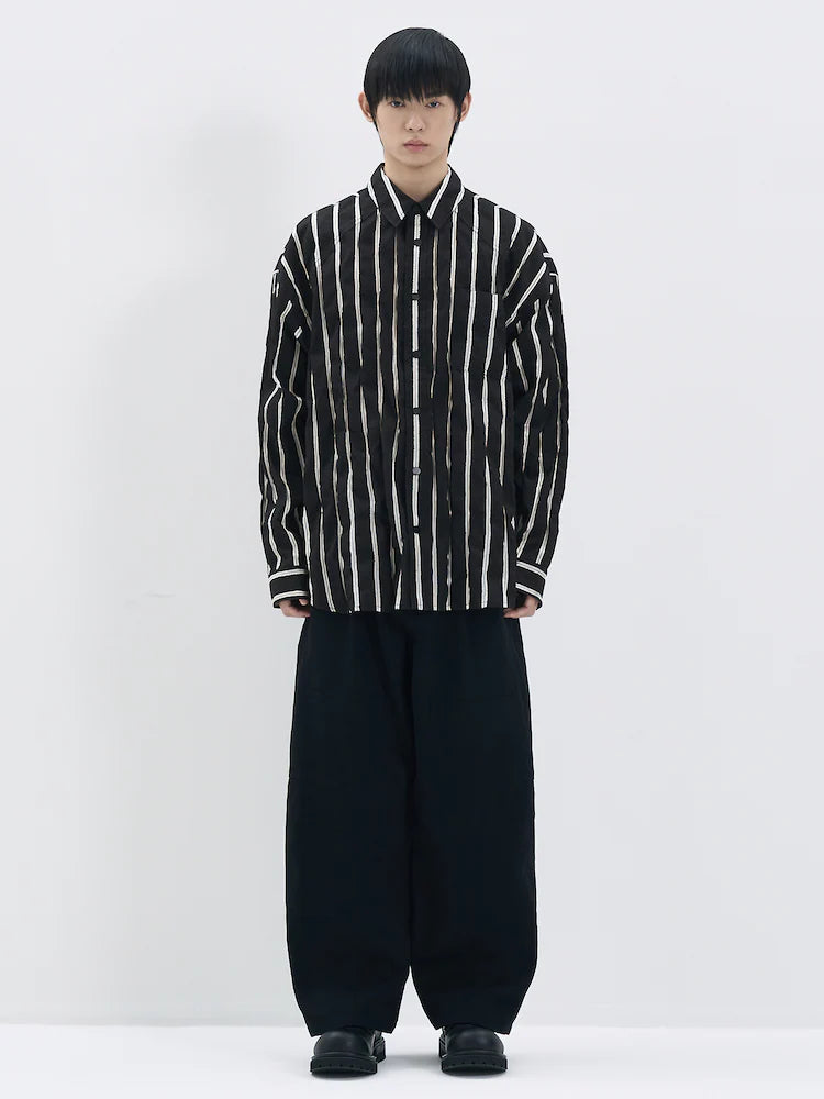 CAMISA AJUSTADA DAMAGE STRIPE MAX NEGRO