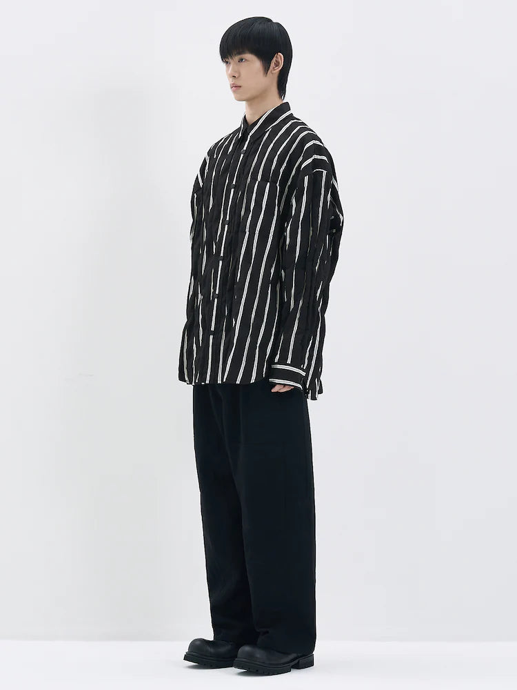 CAMISA AJUSTADA DAMAGE STRIPE MAX NEGRO