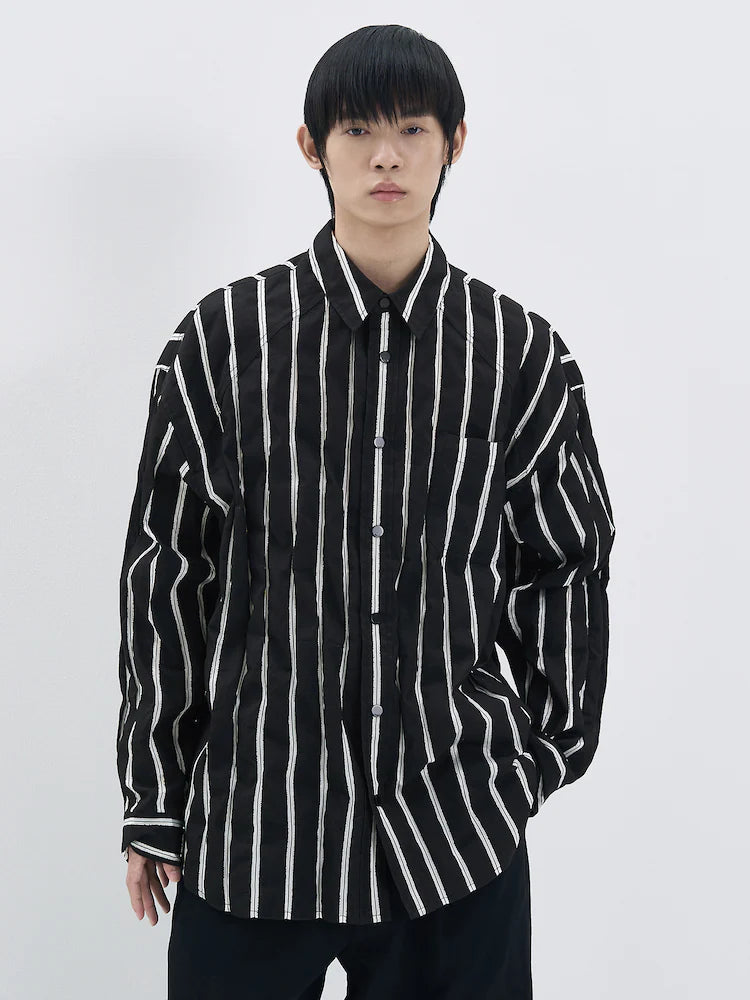 CAMISA AJUSTADA DAMAGE STRIPE MAX NEGRO
