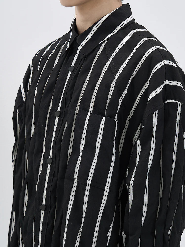 DAMAGE STRIPE MAX FIT SHIRT BLACK