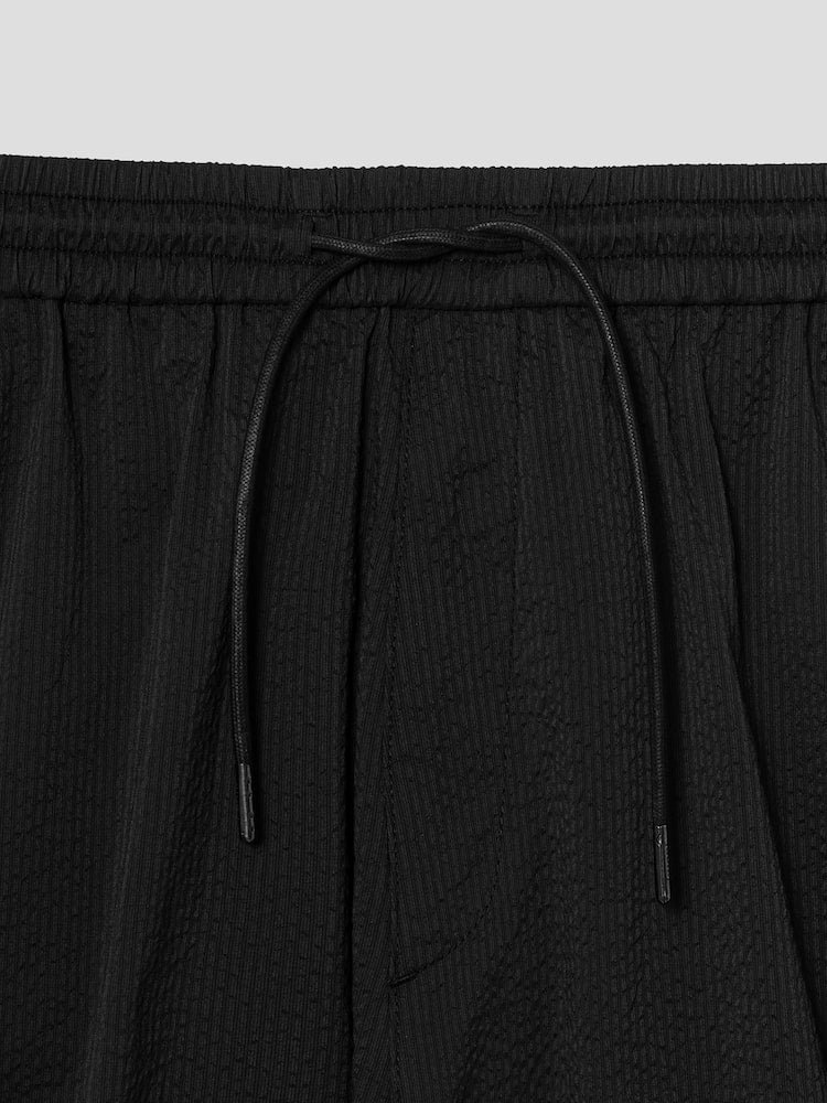 PANTALONES CORTOS CARGO DE SEERSUCKER DE RAYAS ANCHAS NEGRO