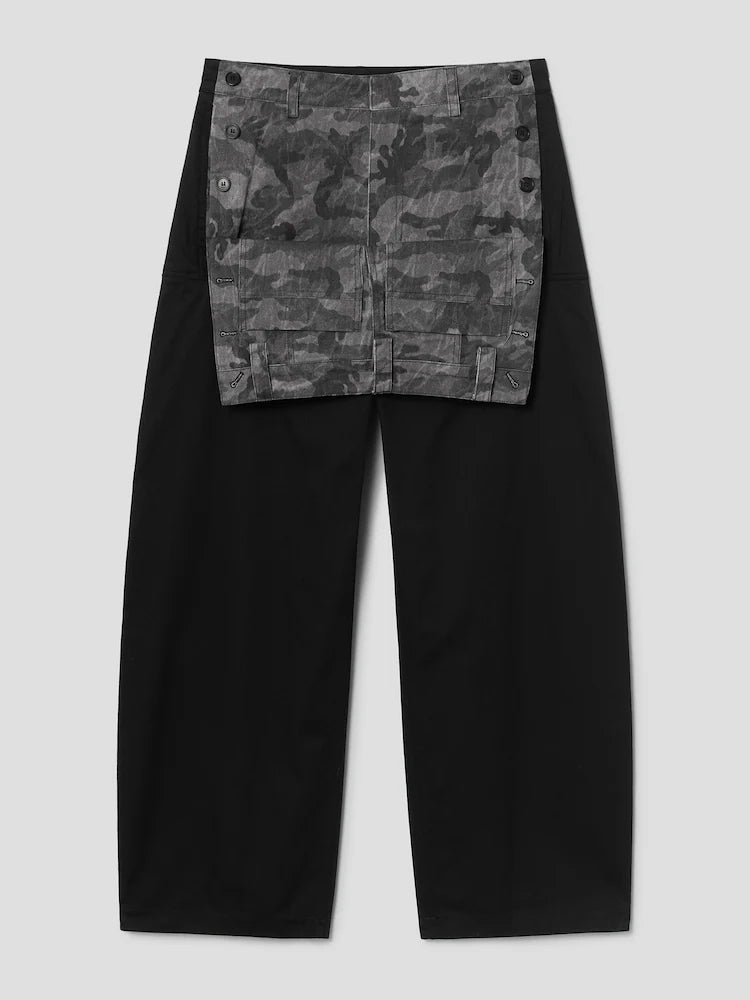 PANTALONES DE TRABAJO FRONTALES EN CAPAS CON CAMUFLAJE EN PUENTE DE PISTA NEGRO