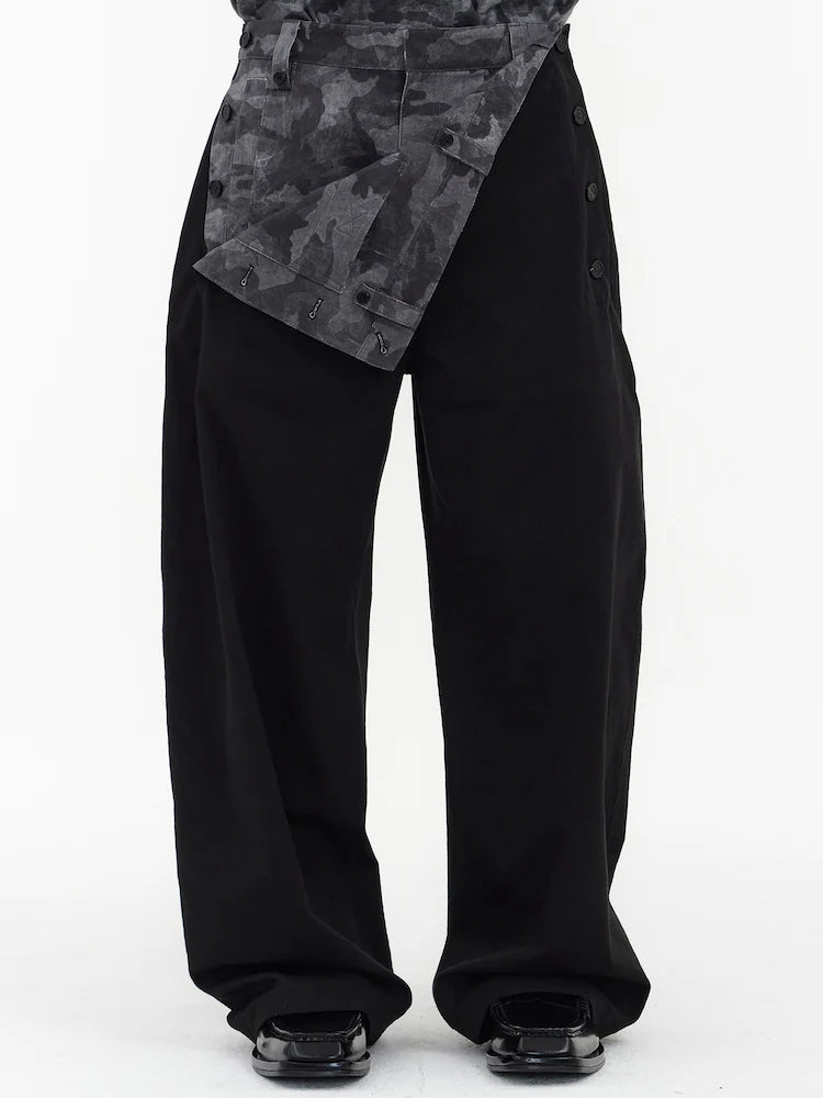PANTALONES DE TRABAJO FRONTALES EN CAPAS CON CAMUFLAJE EN PUENTE DE PISTA NEGRO