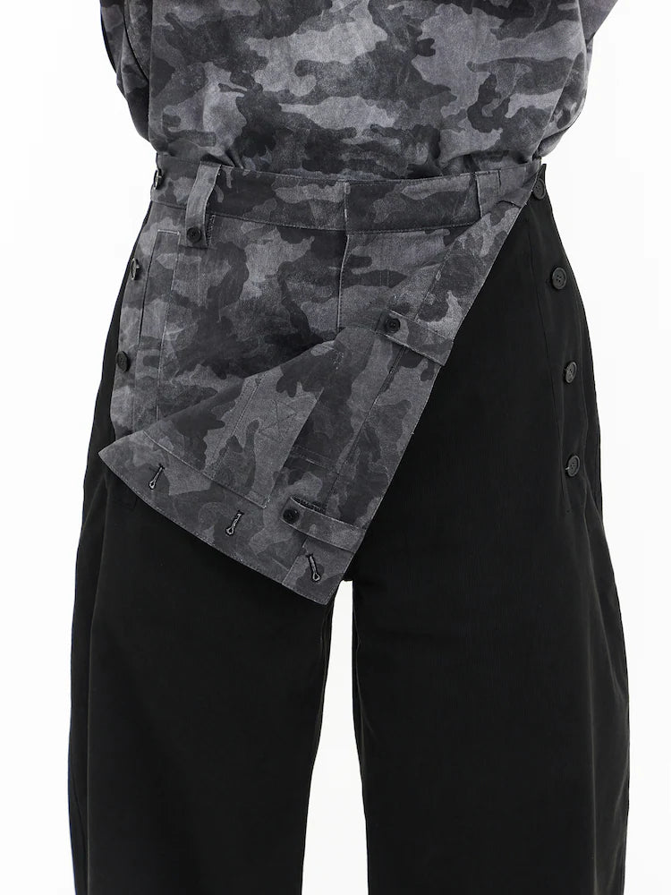 PANTALONES DE TRABAJO FRONTALES EN CAPAS CON CAMUFLAJE EN PUENTE DE PISTA NEGRO