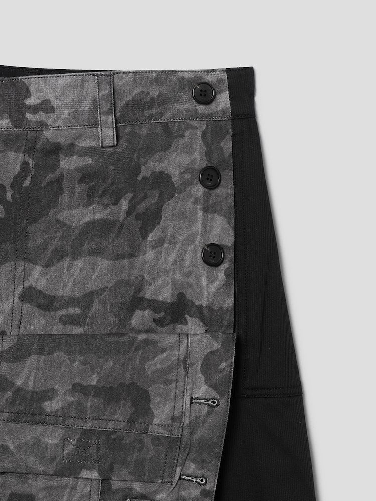PANTALONES DE TRABAJO FRONTALES EN CAPAS CON CAMUFLAJE EN PUENTE DE PISTA NEGRO