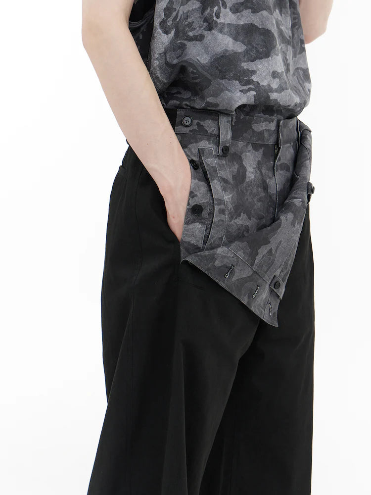 PANTALONES DE TRABAJO FRONTALES EN CAPAS CON CAMUFLAJE EN PUENTE DE PISTA NEGRO