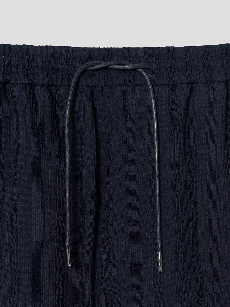 Pantalones cortos largos de carpintero de lana de raya ancha - azul marino