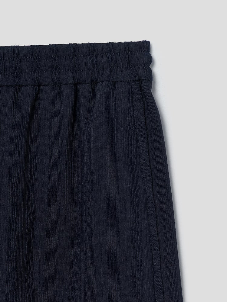 Pantalones cortos largos de carpintero de lana de raya ancha - azul marino
