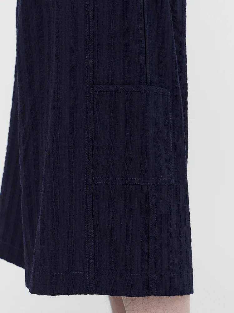 Pantalones cortos largos de carpintero de lana de raya ancha - azul marino