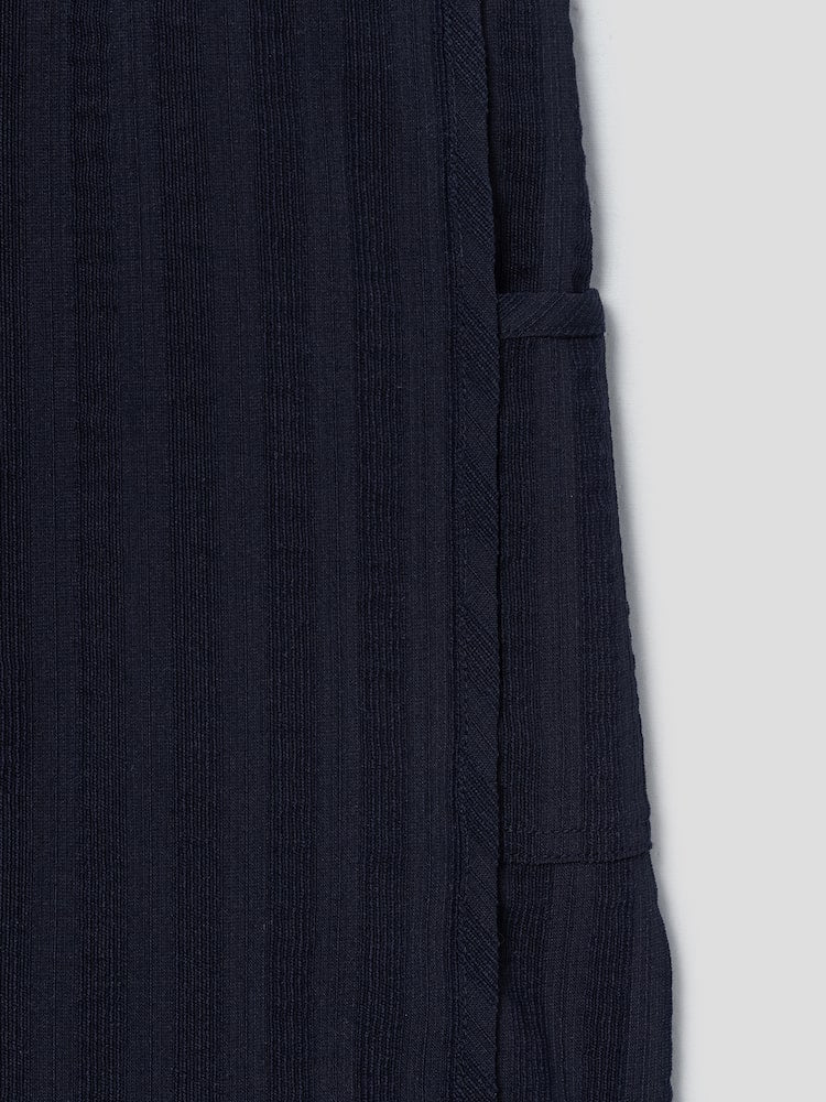 Pantalones cortos largos de carpintero de lana de raya ancha - azul marino