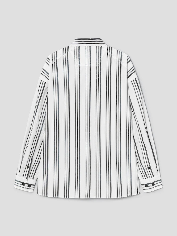 CAMISA OVERSIZE DE RAYAS BLANCAS Y NEGRAS LAVADAS