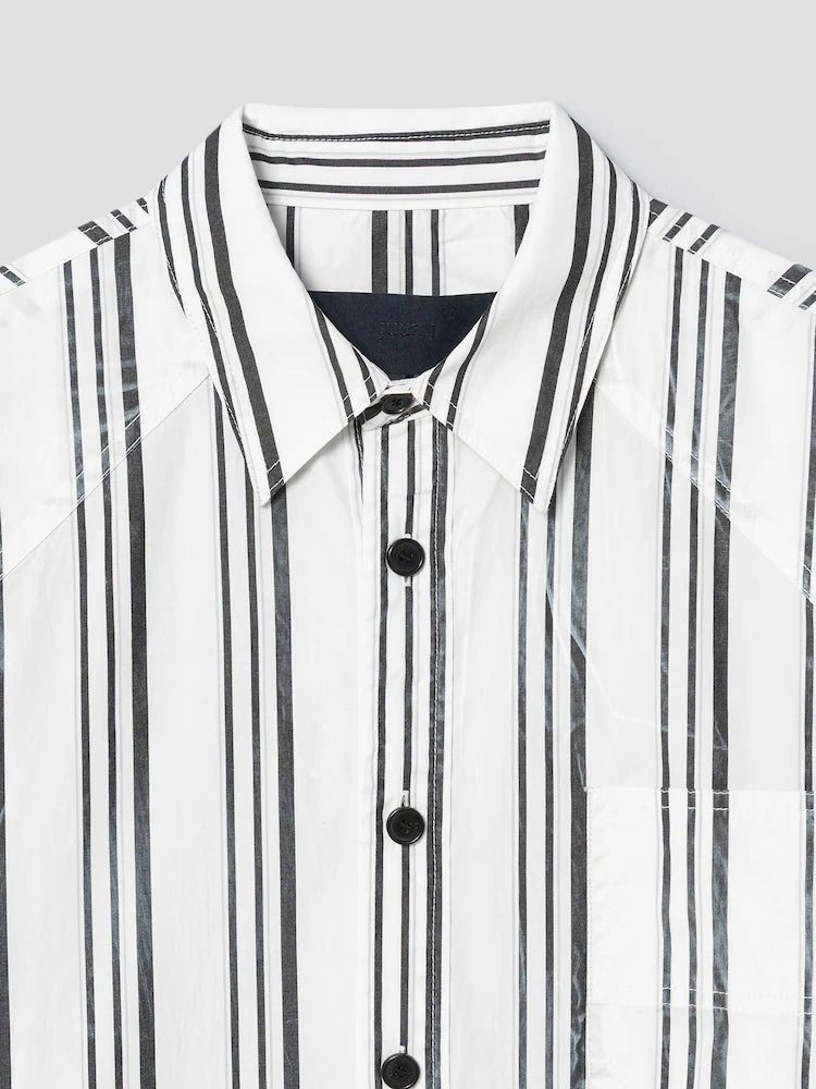 CAMISA OVERSIZE DE RAYAS BLANCAS Y NEGRAS LAVADAS