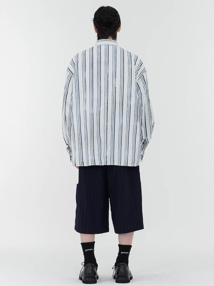 CAMISA OVERSIZE DE RAYAS BLANCAS Y NEGRAS LAVADAS