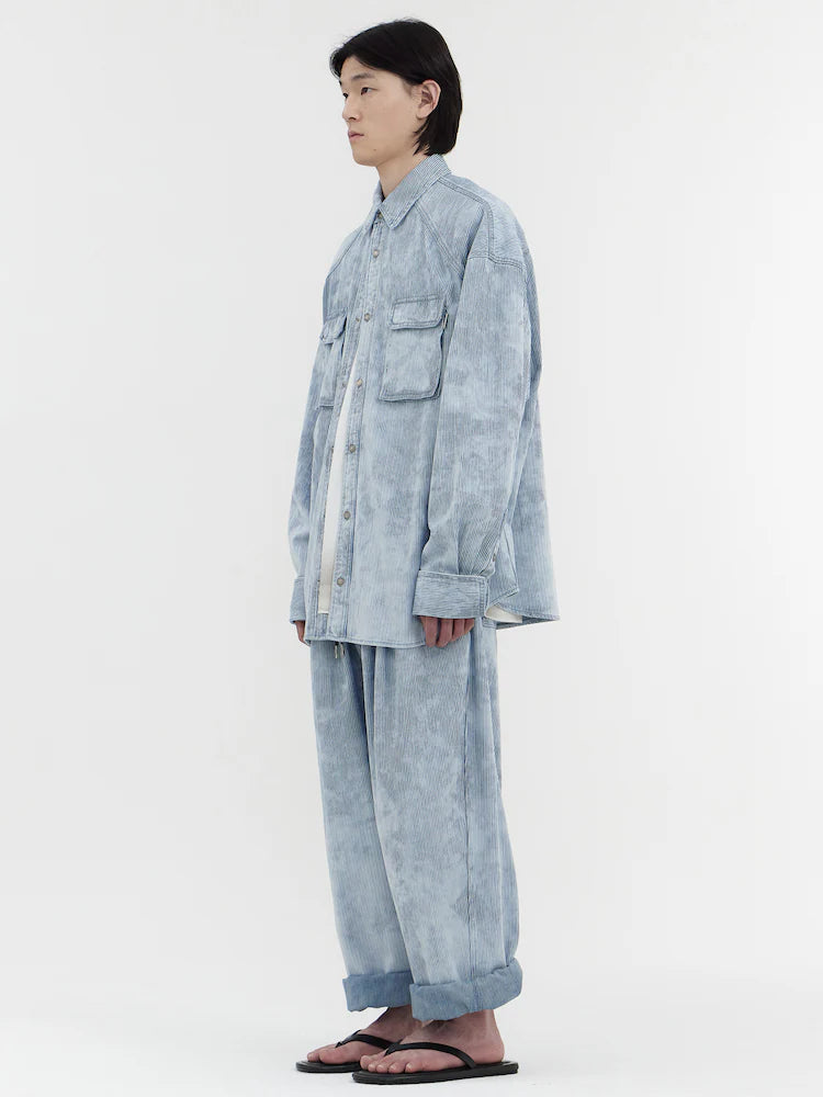 RUNWAY BRIDGE WASHED STRIPE SHIRT BLUE