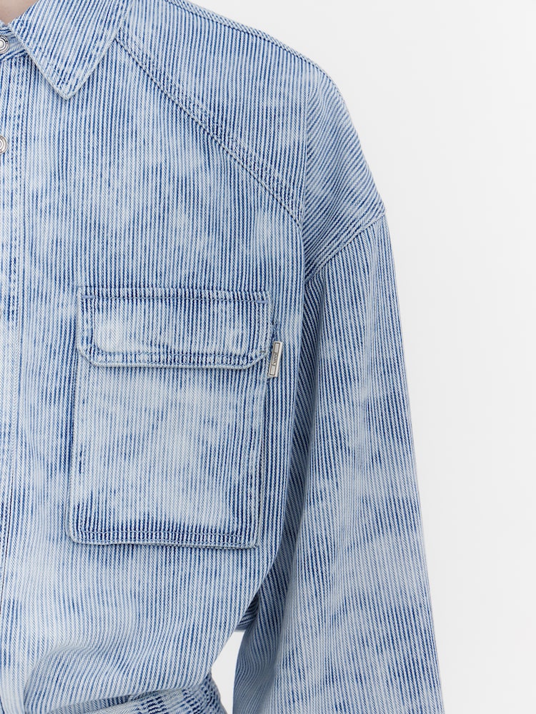 RUNWAY BRIDGE WASHED STRIPE SHIRT BLUE