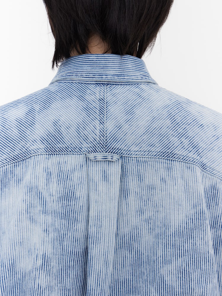 RUNWAY BRIDGE WASHED STRIPE SHIRT BLUE